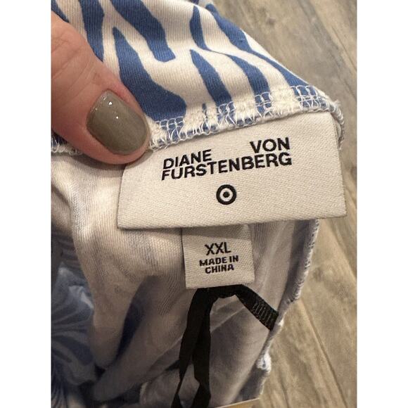 DVF x Target Size XXL Sea Twig Blue and White Tube Top Camisole Removable Straps - Picture 7 of 7